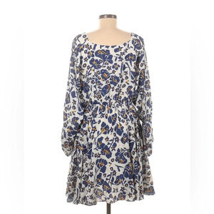 CABALLERO Anthropologie Shana Navy Wine Cup Flower Dress | Size:s